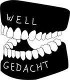 Logo of Well Gedacht, showing teeth with the name of the association